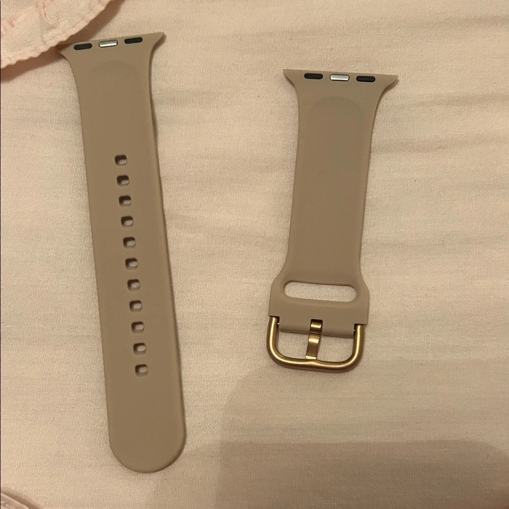 Beige Watch Band with Gold Buckle